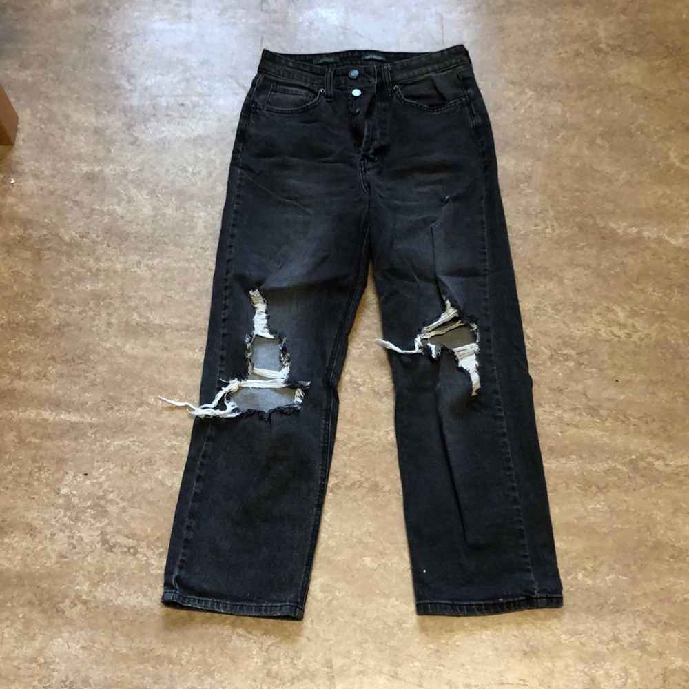 High Rise Black Ripped Jeans
